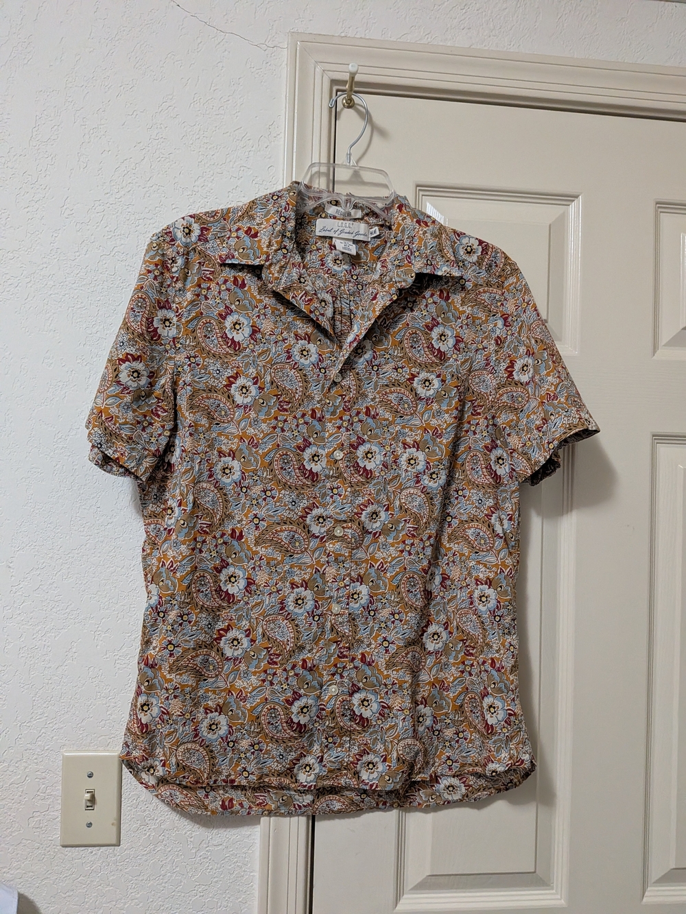 H&M Short-Sleeve Paisley Floral Retro 70s Style Disco Button-Down Shirt Medium
